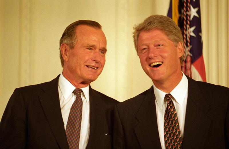 President Clinton and Former President George H.W. Bush together at NAFTA Kickoff