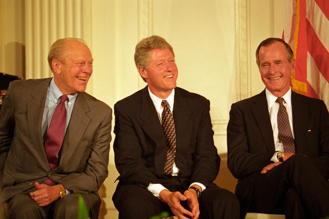 President Clinton with Former Presidents George H.W. Bush and Gerald Ford at the NAFTA Kickoff